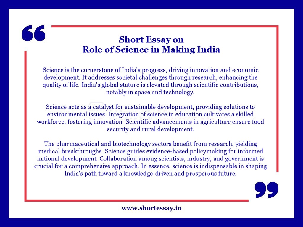 Short Essay on Role of Science in Making India