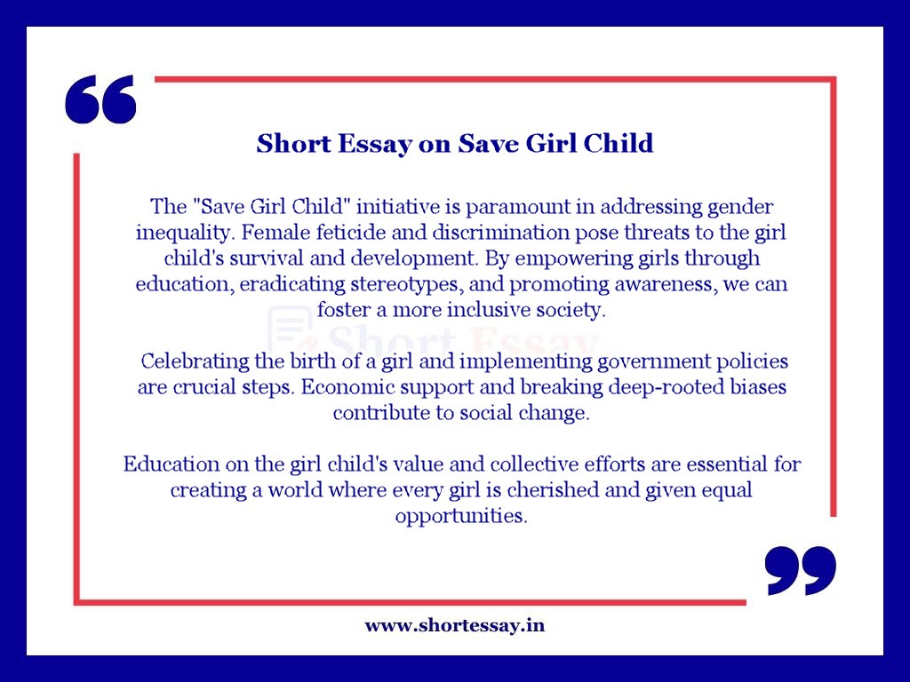 Short Essay on Save Girl Child in 100 Words