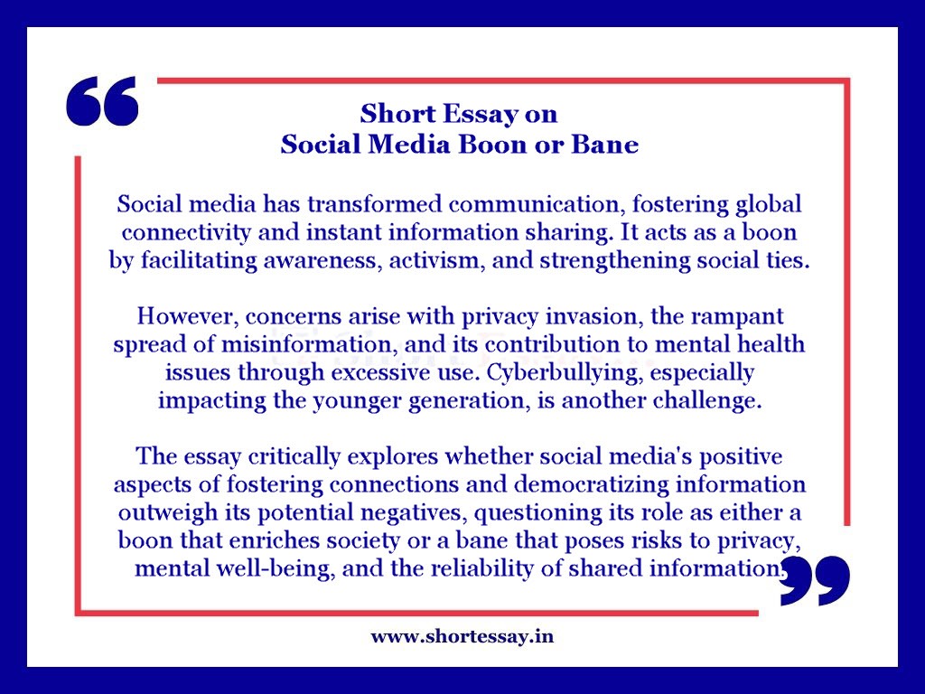 Short Essay on Social Media Boon or Bane in 100 Words