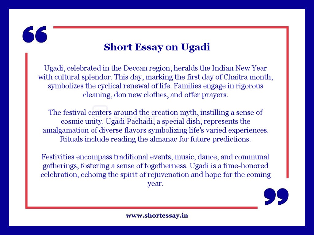 Short Essay on Ugadi in 100 Words