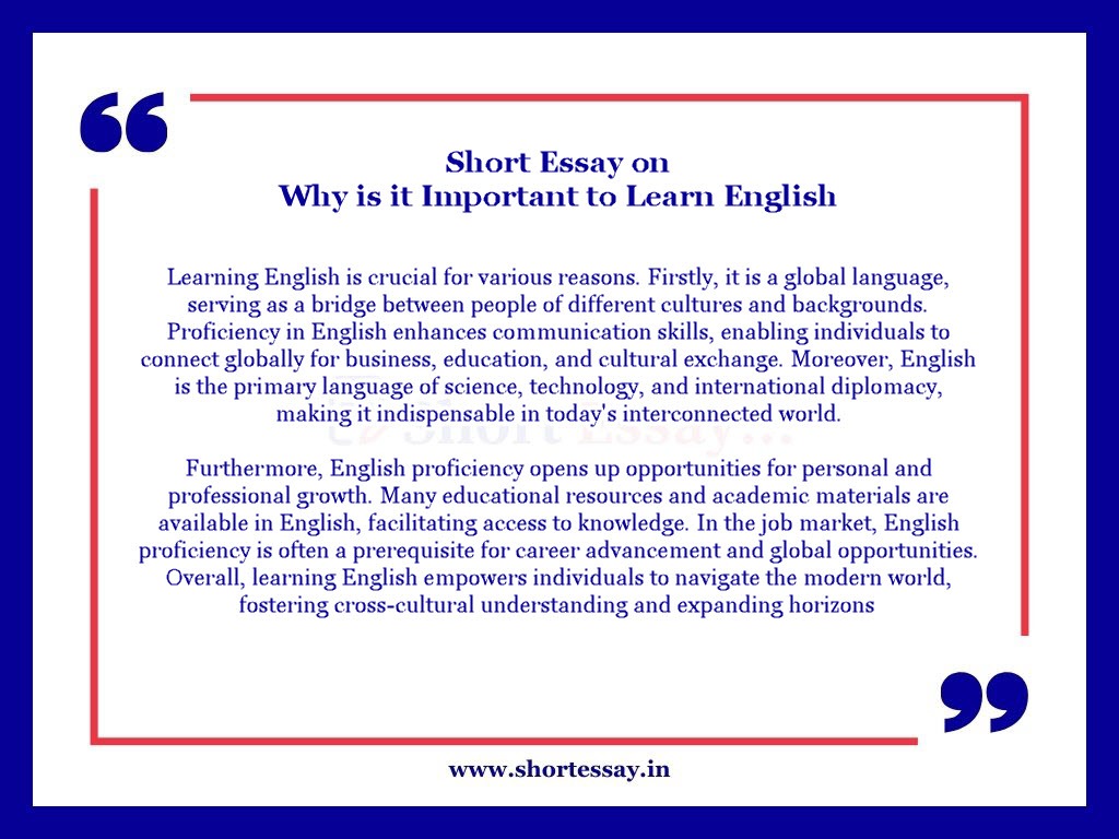 Short Essay on Why is it Important to Learn English