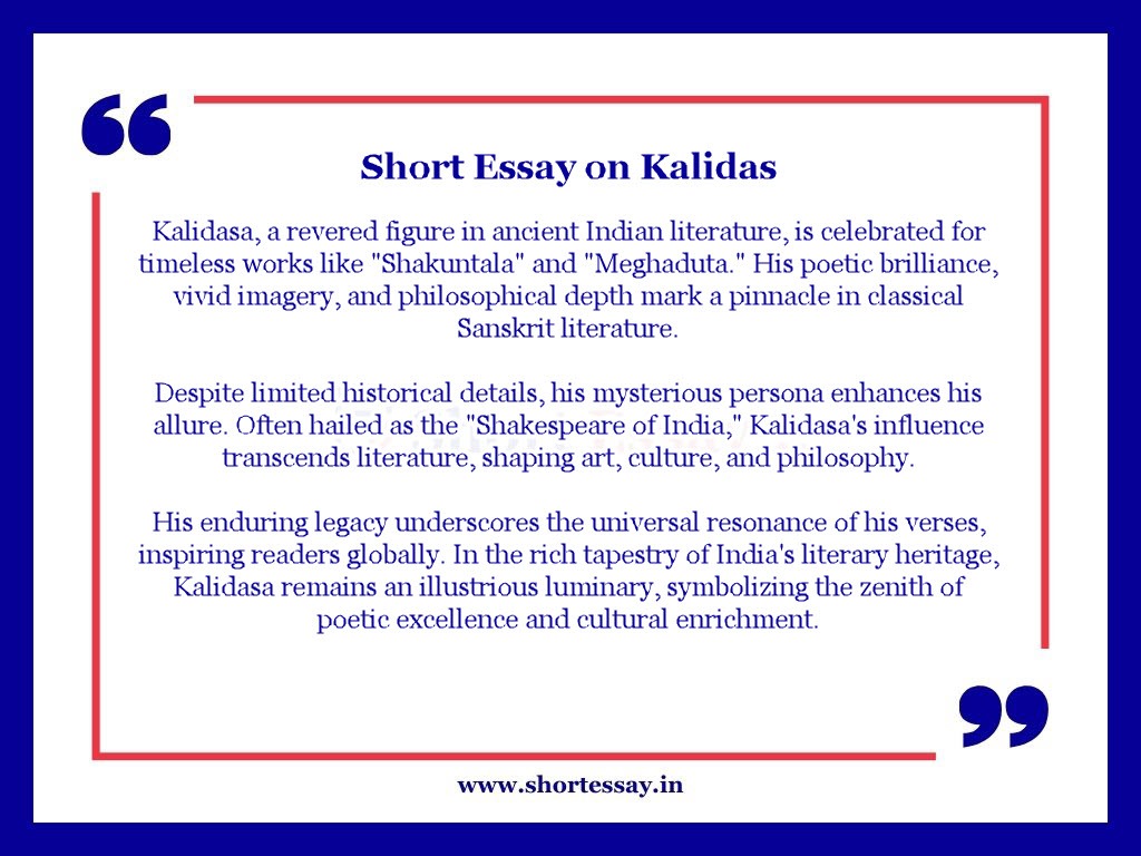 Short Essay on kalidas in 100 Words