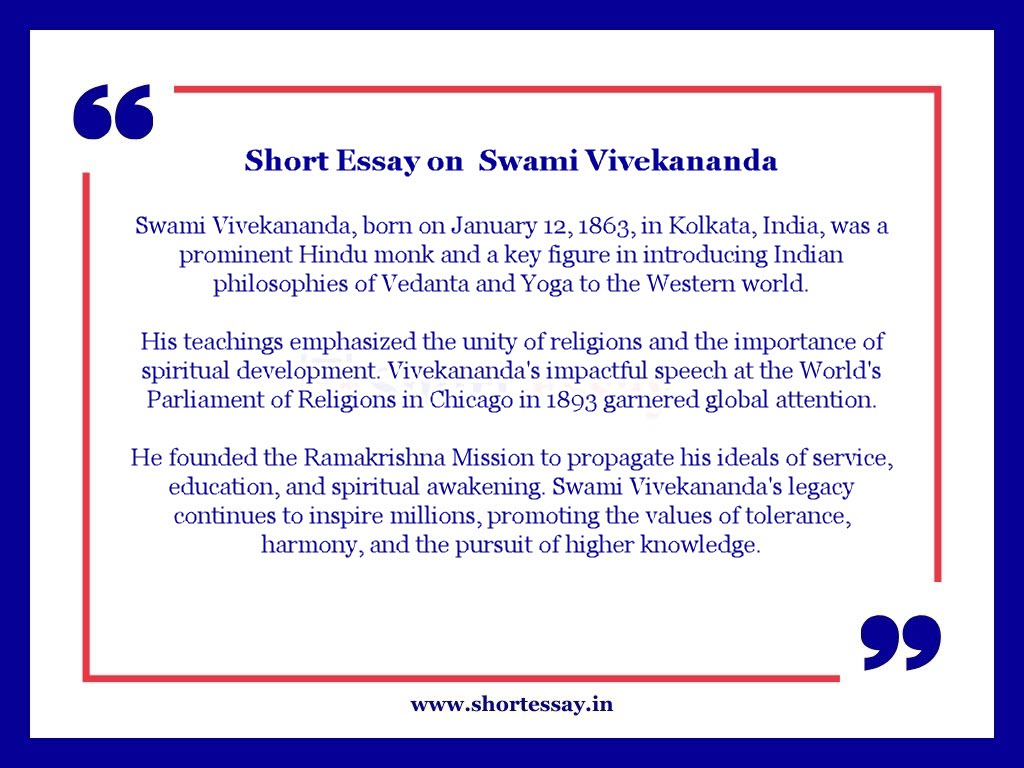 swami vivekananda essay 100 words