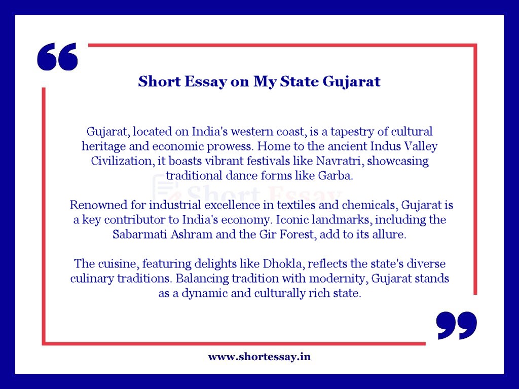 Short Essay on My State Gujarat in 100 Words