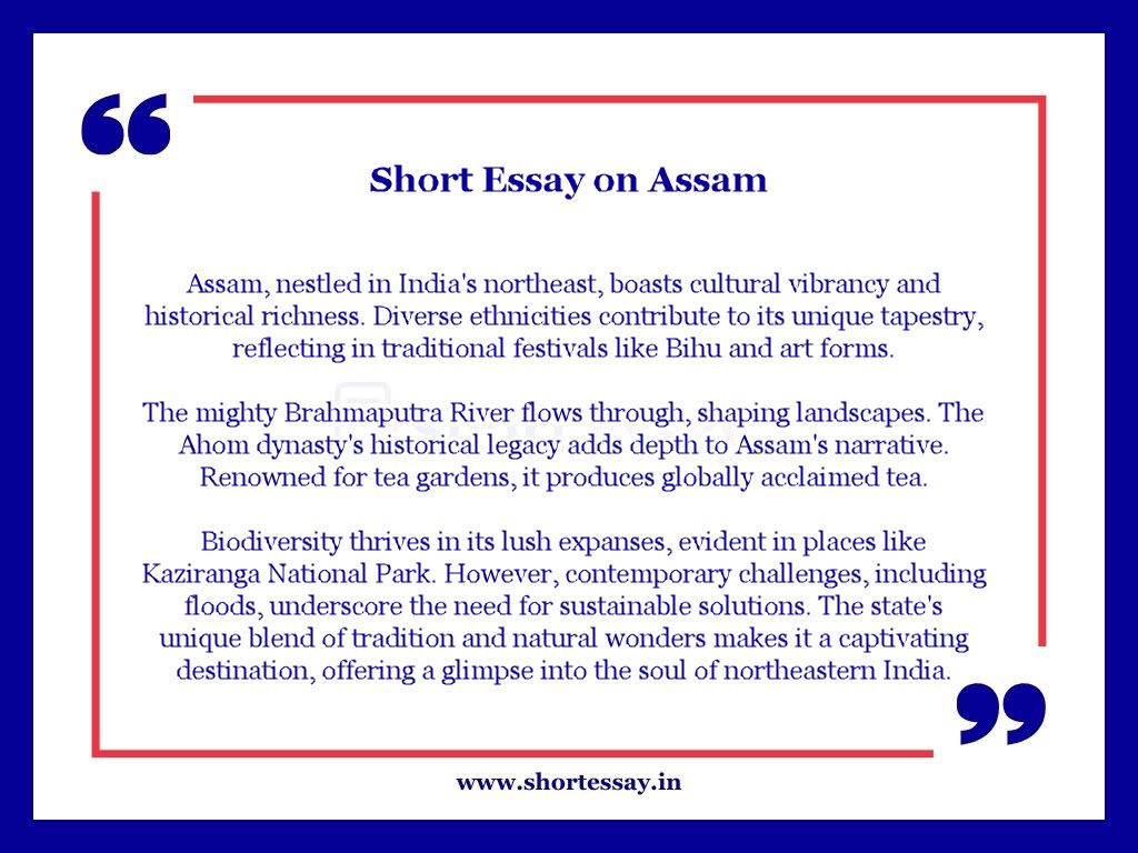 Short Essay on Assam in 100 words